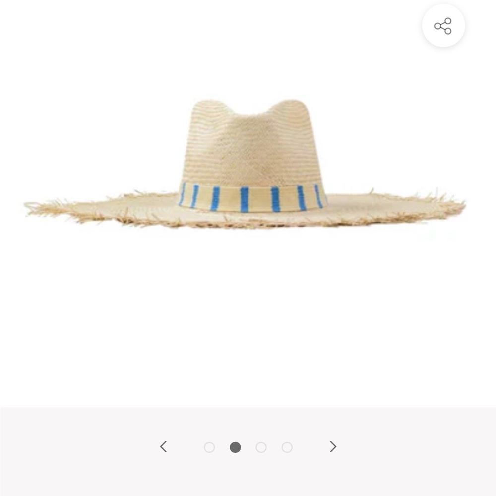BNWOT Sunshine Tienda XS/S Straw Sun Hat with Blue Stripe Band